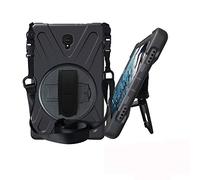 JZ 360 Degrees Kickstand Funda Cover Compatible with Galaxy Tab A 10.5 2019 (SM-T590,T595,T597) Stand Funda with Wrist Strap and Shoulder Strap - Black