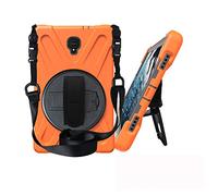 JZ 360 Degrees Kickstand Funda Cover Compatible with Galaxy Tab A 10.5 2019 (SM-T590,T595,T597) Stand Funda with Wrist Strap and Shoulder Strap - Orange