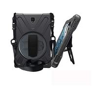 JZ 360 Degrees Kickstand Funda Cover Compatible with Galaxy Tab A 8.0 2017 (SM-T380,T385) Stand Funda with Wrist Strap and Shoulder Strap - Black