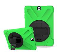 JZ 360 Degrees Kickstand Funda Cover Compatible with Galaxy Tab A 8.0 2018 (SM-T387) Stand Funda with Wrist Strap and Shoulder Strap - Green