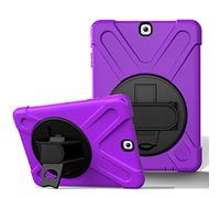 JZ 360 Degrees Kickstand Funda Cover Compatible with Galaxy Tab A 8.0 2018 (SM-T387) Stand Funda with Wrist Strap and Shoulder Strap - Purple