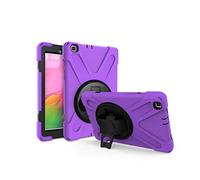 JZ 360 Degrees Kickstand Funda Cover Compatible with Galaxy Tab A 8.0 2019 (SM-T290,T295) Stand Funda with Wrist Strap and Shoulder Strap - Purple