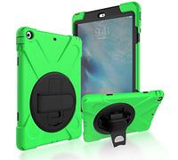 JZ 360 Degrees Kickstand Funda Cover Compatible with iPad 2/3/4 Stand Funda with Wrist Strap and Shoulder Strap - Green