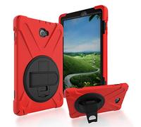 JZ 360 Degrees Kickstand Funda Cover Compatible with Samsung Galaxy Tab A 10.1 2016 with S Pen SM-P580 Stand Funda with Wrist Strap and Shoulder Strap - Red