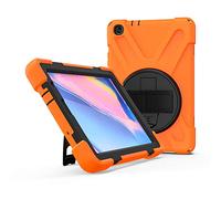 JZ 360 Degrees Kickstand Funda Cover Compatible with Samsung Galaxy Tab A 8.0 with S Pen Funda (2019) SM-P200/P205 Stand Funda with Wrist Strap and Shoulder Strap - Orange