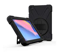 JZ 360 Degrees Kickstand Funda Cover Compatible with Samsung Galaxy Tab A 8.0 with S Pen Funda (2019) SM-P200/P205 Stand Funda with Wrist Strap and Shoulder Strap - Black