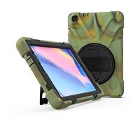 JZ 360 Degrees Kickstand Funda Cover Compatible with Samsung Galaxy Tab A 8.0 with S Pen Funda (2019) SM-P200/P205 Stand Funda with Wrist Strap and Shoulder Strap - Camouflage
