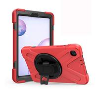 JZ 360 Degrees Kickstand Funda Cover Compatible with Samsung Galaxy Tab A 8.4 2020 (SM-T307) Stand Funda with Wrist Strap and Shoulder Strap - Red