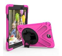 JZ 360 Degrees Kickstand Funda Cover Compatible with Samsung Galaxy Tab A 9.7 2015 (SM-T550) Stand Funda with Wrist Strap and Shoulder Strap - Hot Pink