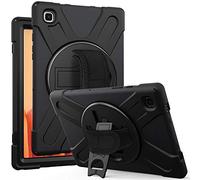 JZ 360 Degrees Kickstand Funda Cover Compatible with Samsung Galaxy Tab A7 10.4 2020 (SM-T500/T505/T507) Stand Funda with Wrist Strap and Shoulder Strap - Black