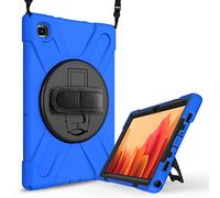 JZ 360 Degrees Kickstand Funda Cover Compatible with Samsung Galaxy Tab A7 10.4 2020 (SM-T500/T505/T507) Stand Funda with Wrist Strap and Shoulder Strap - Blue