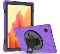 JZ 360 Degrees Kickstand Funda Cover Compatible with Samsung Galaxy Tab A7 10.4 2020 (SM-T500/T505/T507) Stand Funda with Wrist Strap and Shoulder Strap - Purple