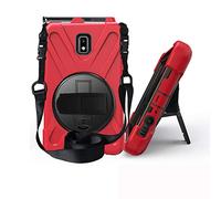 JZ 360 Degrees Kickstand Funda Cover Compatible with Samsung Galaxy Tab Active 2 (SM-T390,T395,T397) Stand Funda with Wrist Strap and Shoulder Strap - Red