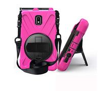 JZ 360 Degrees Kickstand Funda Cover Compatible with Samsung Galaxy Tab Active 2 (SM-T390,T395,T397) Stand Funda with Wrist Strap and Shoulder Strap - Hot Pink