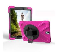 JZ 360 Degrees Kickstand Funda Cover Compatible with Samsung Galaxy Tab S3 9.7 (SM-T820,T825,T827) Stand Funda with Wrist Strap and Shoulder Strap - Hot Pink