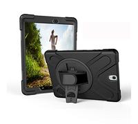 JZ 360 Degrees Kickstand Funda Cover Compatible with Samsung Galaxy Tab S3 9.7 (SM-T820,T825,T827) Stand Funda with Wrist Strap and Shoulder Strap - Black