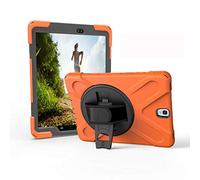 JZ 360 Degrees Kickstand Funda Cover Compatible with Samsung Galaxy Tab S3 9.7 (SM-T820,T825,T827) Stand Funda with Wrist Strap and Shoulder Strap - Orange