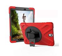 JZ 360 Degrees Kickstand Funda Cover Compatible with Samsung Galaxy Tab S3 9.7 (SM-T820,T825,T827) Stand Funda with Wrist Strap and Shoulder Strap - Red