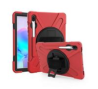 JZ 360 Degrees Kickstand Funda Cover Compatible with Samsung Galaxy Tab S6 10.5 2020 (SM-T860/T865/T867) Stand Funda with Wrist Strap,Shoulder Strap and Pencil Holder - Red
