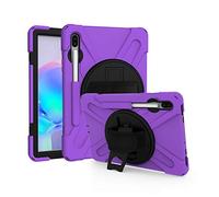 JZ 360 Degrees Kickstand Funda Cover Compatible with Samsung Galaxy Tab S6 10.5 2020 (SM-T860/T865/T867) Stand Funda with Wrist Strap,Shoulder Strap and Pencil Holder - Purple