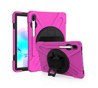 JZ 360 Degrees Kickstand Funda Cover Compatible with Samsung Galaxy Tab S6 10.5 2020 (SM-T860/T865/T867) Stand Funda with Wrist Strap,Shoulder Strap and Pencil Holder - Hot Pink