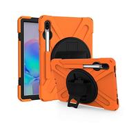 JZ 360 Degrees Kickstand Funda Cover Compatible with Samsung Galaxy Tab S6 10.5 2020 (SM-T860/T865/T867) Stand Funda with Wrist Strap,Shoulder Strap and Pencil Holder - Orange