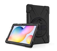 JZ 360 Degrees Kickstand Funda Cover Compatible with Samsung Galaxy Tab S6 Lite 10.4 2020 (SM-P610/P615) Stand Funda with Wrist Strap,Shoulder Strap and Pencil Holder - Black