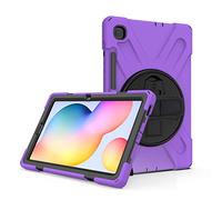 JZ 360 Degrees Kickstand Funda Cover Compatible with Samsung Galaxy Tab S6 Lite 10.4 2020 (SM-P610/P615) Stand Funda with Wrist Strap,Shoulder Strap and Pencil Holder - Purple