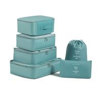 JZ 6 piezas impermeable de viaje de almacenamiento conjunto - equipaje, ropa, ropa interior, artículos de aseo con bolsa de cremallera cubos de embalaje, para las mujeres - Blue