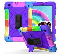 JZ Bicolor Rotating Bracket Funda Compatible with Samsung Galaxy Tab A 10.1 2019 (SM-T510/T515) Stand Funda with Wrist Strap and Shoulder Strap - Colour + Purple