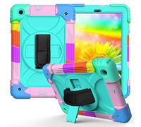 JZ Bicolor Rotating Bracket Funda Compatible with Samsung Galaxy Tab A 10.1 2019 (SM-T510/T515) Stand Funda with Wrist Strap and Shoulder Strap - Colour + Baby Green