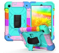 JZ Bicolor Rotating Bracket Funda Compatible with Samsung Galaxy Tab A 8.4 2020 (SM-T307) Stand Funda with Wrist Strap and Shoulder Strap - Colour + Baby Green