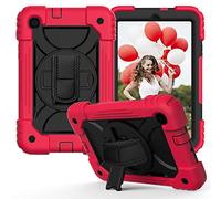 JZ Bicolor Rotating Bracket Funda Compatible with Samsung Galaxy Tab A 8.4 2020 (SM-T307) Stand Funda with Wrist Strap and Shoulder Strap - Red + Black