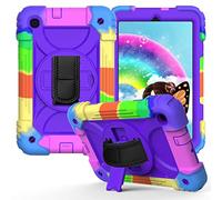 JZ Bicolor Rotating Bracket Funda Compatible with Samsung Galaxy Tab A 8.4 2020 (SM-T307) Stand Funda with Wrist Strap and Shoulder Strap - Colour + Purple