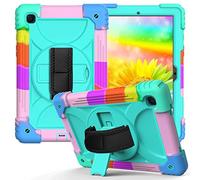 JZ Bicolor Rotating Bracket Funda Compatible with Samsung Galaxy Tab A7 10.4 2020 (SM-T500/T505/T507) Stand Funda with Wrist Strap and Shoulder Strap - Colour + Baby Green