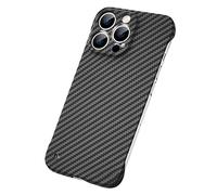 JZ Black Film Fibra de Carbono Casos para iPhone 14 Protective Cover Skin No Borders Back Thin Case [Prevención de arañazos y Huellas Dactilares]