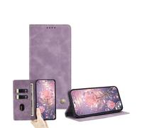 JZ Cartera de Cuero PU Ultra Delgada Caída para Samsung Galaxy S6 Edge con Ranuras para Tarjetas, Bloqueo RFID, Soporte de pateo y Cierre magnético - Violet