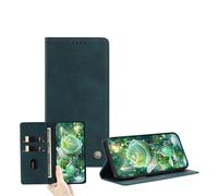 JZ Cartera de Cuero PU Ultra Delgada Caída para Samsung Galaxy xcover 7 5G con Ranuras para Tarjetas, Bloqueo RFID, Soporte de pateo y Cierre magnético - Dark Green