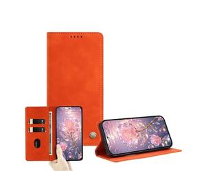 JZ Cartera de Cuero PU Ultra Delgada Caída para Sony Xperia 10 VII con Ranuras para Tarjetas, Bloqueo RFID, Soporte de pateo y Cierre magnético - Orange