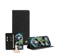 JZ Cartera de Cuero PU Ultra Delgada Caída para Xiaomi 12 Pro / 12S Pro con Ranuras para Tarjetas, Bloqueo RFID, Soporte de pateo y Cierre magnético - Black