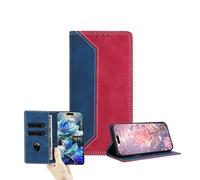 JZ Cartera de Doble Tono Flip Caída para Honor X6c / X5b / X5b Plus,RFID Bloquear PU Cuero Cubierta con Cierre de Tarjeta y función de Soporte - Dark Blue&Red
