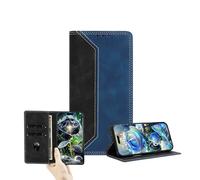JZ Cartera de Doble Tono Flip Caída para Xiaomi Poco C61 4G / RedMi A3/A3X,RFID Bloquear PU Cuero Cubierta con Cierre de Tarjeta y función de Soporte - Black&Dark Blue