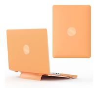 JZ Color sólido Policarbonato Escarcha de cáscara Dura Casos para MacBook Air 13 with M2 (A2681) con Soporte Plegable Carcasa del Ordenador portátil - Orange