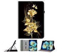 JZ Crystal Pattern Painted PU Leather Wallet Caso para Lenovo Tab M10 HD 10.1 Inch Cubierta Protectora con Soporte - Golden Butterfly Rose
