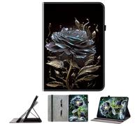 JZ Crystal Pattern Painted PU Leather Wallet Caso para Nokia T10 8.0 Inch Cubierta Protectora con Soporte - Black Rose