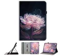 JZ Crystal Pattern Painted PU Leather Wallet Caso para Nokia T21 10.4 Inch Cubierta Protectora con Soporte - Purple Peony Flower