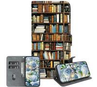 JZ Crystal Texture Caso para OnePlus Nord N100, Cubierta de Cartera de Cuero de PU Pintada Hecha a Mano con Ranuras para Tarjetas y Soporte - Bookshelf