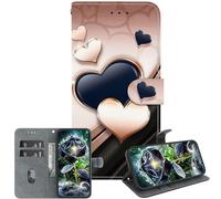 JZ Crystal Texture Caso para OnePlus Nord N100, Cubierta de Cartera de Cuero de PU Pintada Hecha a Mano con Ranuras para Tarjetas y Soporte - Love