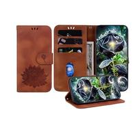JZ Embossed Lotus Leather Wallet Cover para Honor Magic6 Lite / X9b 5G Caso con Soporte de Tarjeta y Kickstand - Brown