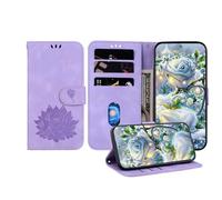JZ Embossed Lotus Leather Wallet Cover para Samsung Galaxy A17 / A26 Caso con Soporte de Tarjeta y Kickstand - Violet